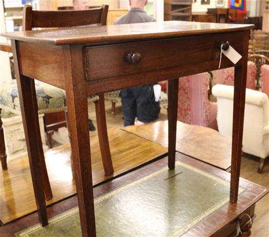 A George III mahogany bowfronted side table, with one drawer W.84cm